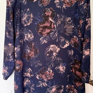 Lila Rose Navy and Peach Floral Dress